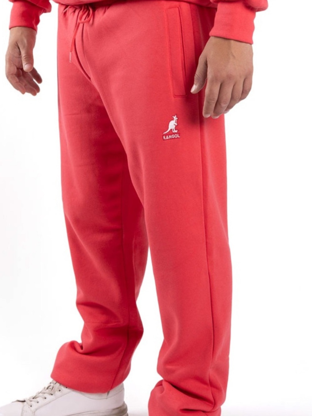 KANGOL MENS LOGO JOGGER SWEATPANTS LIVING CORAL SIZE LARGE NWT